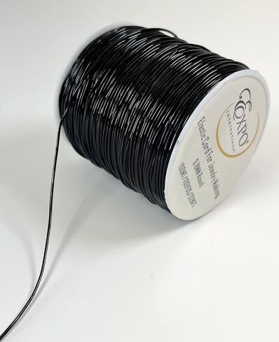 Expo International Elastic String Cord, 1 mm Wide Premium Stretchy String Cord for Jewelry Making, Thin Bracelet Cord, Versatile Jewelry Cord, Roll/Spool of 100 Meters, Black in Kuwait
