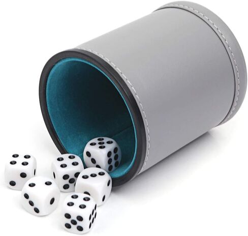 Felt Lined Professional Dice Cup - with 6 Dice Quiet for Yahtzee Game in Saudi Arabia