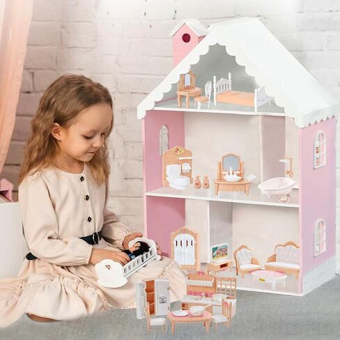 35 Pcs Dollhouse Furniture Accessories Set Mini House Furniture Small Dollhouse Miniature Furniture Play House Accessories 1:12 Tiny Kitchen Bedroom LivingRoom Bathroom Boy Girl Toddler3Y+ (A Set) in Saudi Arabia
