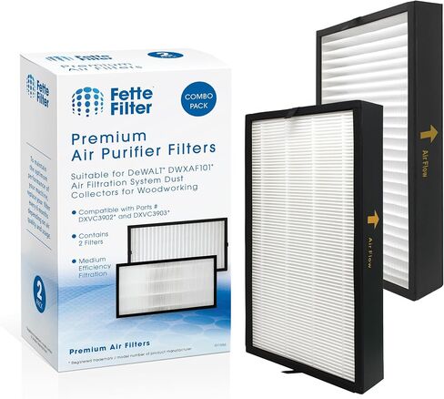 Pack of 2 DXVC3902 Air Filtration System Medium Efficiency Replacement Filter Compatible with DeWALT DWXAF101 Air Filtration System Dust Collector Replaces Part # DXVC3902 (2QTY) in Kuwait