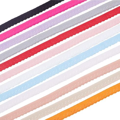 GORGECRAFT 25 Yards Elastic Lace Trim 10mm Wide Stretch Edge Lingerie Edging Trimming Webbing Crocheted Lace Cord Ribbon for DIY Sewing Crafts Garment Embellishments Gift Wrapping, Black in Saudi Arabia