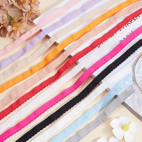 GORGECRAFT 25 Yards Elastic Lace Trim 10mm Wide Stretch Edge Lingerie Edging Trimming Webbing Crocheted Lace Cord Ribbon for DIY Sewing Crafts Garment Embellishments Gift Wrapping, Black in Saudi Arabia