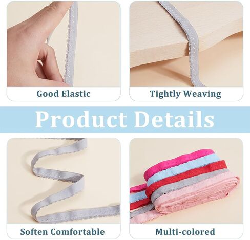 GORGECRAFT 25 Yards Elastic Lace Trim 10mm Wide Stretch Edge Lingerie Edging Trimming Webbing Crocheted Lace Cord Ribbon for DIY Sewing Crafts Garment Embellishments Gift Wrapping, Black in Saudi Arabia
