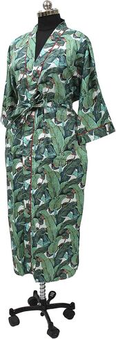 Women's Kimono Robe Long Robes with Colorful Crown Printed Blue Kimono Nightgown, One Size, Colorful Crown Blue in Saudi Arabia