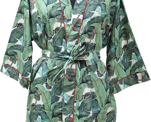 Women's Kimono Robe Long Robes with Colorful Crown Printed Blue Kimono Nightgown, One Size, Colorful Crown Blue in Saudi Arabia