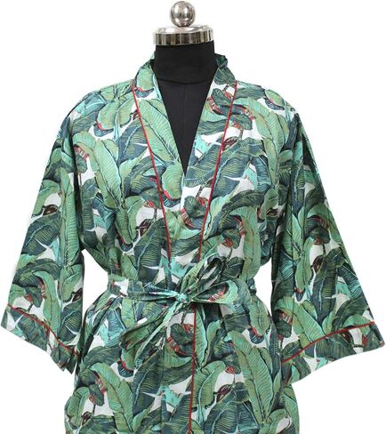 Women's Kimono Robe Long Robes with Colorful Crown Printed Blue Kimono Nightgown, One Size, Colorful Crown Blue in Saudi Arabia
