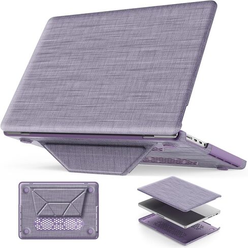 HXCASEAC Case Compatible with MacBook Pro 16 inch Case 2024 2023 2022 2021 with Foldable Stand, Anti-Scratching Protective Cover (M4 M3 M2 M1) A3186, A3403, A2991, A2780, A2485 PU Leather, Pink in Kuwait