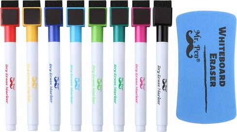 Mr. Pen- Dry Erase Markers with Eraser Cap, 16 Pack with 1 Whiteboard Eraser, Fine Tip, Colorful, Magnetic Dry Erase Markers with Magnet, Dry Erase Markers and Eraser, Dry Erase Marker with Eraser in Saudi Arabia