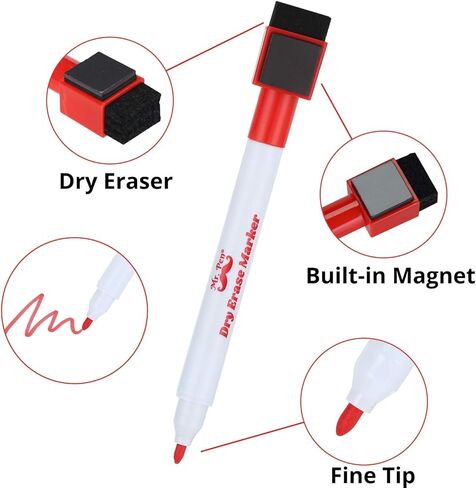 Mr. Pen- Dry Erase Markers with Eraser Cap, 16 Pack with 1 Whiteboard Eraser, Fine Tip, Colorful, Magnetic Dry Erase Markers with Magnet, Dry Erase Markers and Eraser, Dry Erase Marker with Eraser in Saudi Arabia
