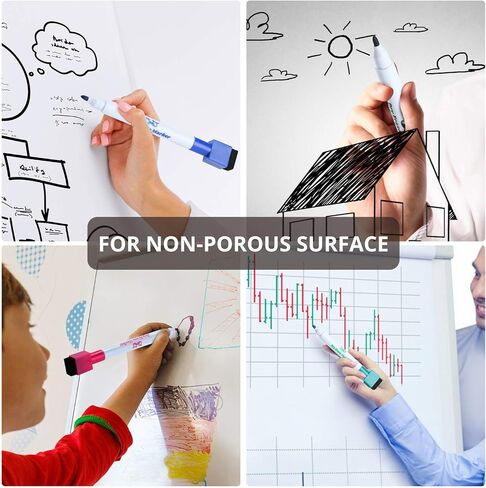 Mr. Pen- Dry Erase Markers with Eraser Cap, 16 Pack with 1 Whiteboard Eraser, Fine Tip, Colorful, Magnetic Dry Erase Markers with Magnet, Dry Erase Markers and Eraser, Dry Erase Marker with Eraser in Saudi Arabia