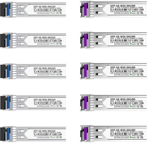 A Pair of 1.25G SFP Bidi Transceiver, 1000Base-BIDI SingleMode Simplex LC Fiber Module for Cisco GLC-BX-D, Ubiquiti UniFi UF-SM-1G-S, Mikrotik and More, SMF 1490nm/1310nm, DDM, up to 20 km in Kuwait