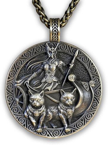 قلادة Viking Guardian Goddess Freya Valkyrie Shieldmaiden - Norse Odin Ravens Huginn Muninn - قلادة واقية مع سلسلة 22 بوصة in Saudi Arabia