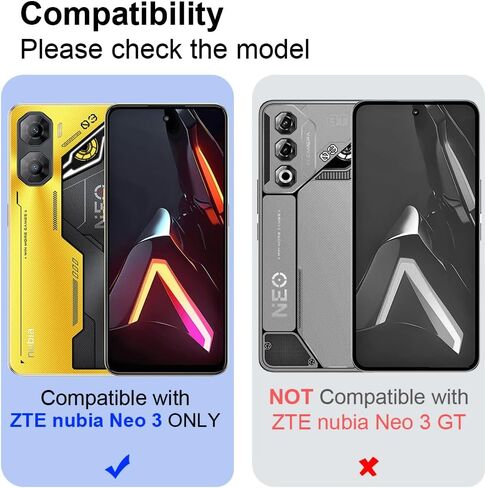 حافظة QUIETIP متوافقة مع هاتف Nubia Neo 2 5G مع واقي شاشة، غطاء واقٍ صلب شفاف مقاوم للصدمات من البولي كربونات، أسود in Kuwait