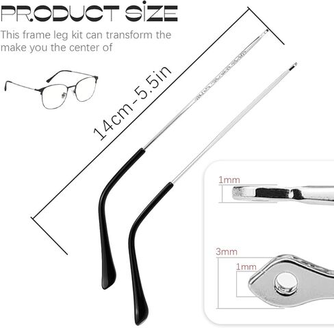 1 Pair of Eyewear Frame Temple Replacement Metal Glasses Temple for Glasses and Sunglasses Repair（ Black ） in Kuwait