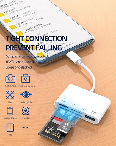 USB C Lightning USB to OTG TF SD Charger Adapter Micro Card Reader for Apple iPhone 15 14 for iPad compatible for Samsung Dongle Cable Camera Memory Mouse Cord Converter Splitter Charging Accessories in Kuwait