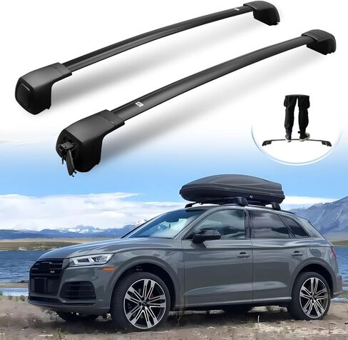 قضبان متقاطعة لأرفف السقف قابلة للقفل لسيارة Hyundai Santa Cruz 2021-2025، تناسب الموديلات ذات القضبان الجانبية، وقضبان متقاطعة سوداء مضادة للسرقة in Kuwait