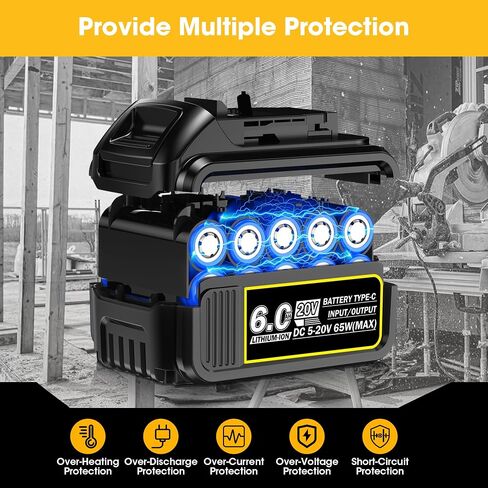 Upgraded 2 Pack 7.0Ah DCB207 Battery Replace for Dewalt 20V Max Battery, Compatible with Dewalt 20V Battery Cordless Power Tools DCB206, DCB200, DCB201, DCB203, DCB204, with 2pcs Battery Holder in Saudi Arabia