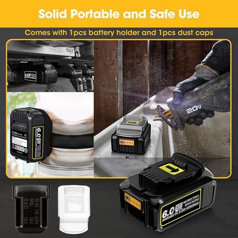 Upgraded 2 Pack 7.0Ah DCB207 Battery Replace for Dewalt 20V Max Battery, Compatible with Dewalt 20V Battery Cordless Power Tools DCB206, DCB200, DCB201, DCB203, DCB204, with 2pcs Battery Holder in Saudi Arabia