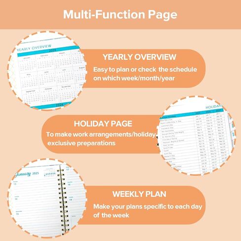 2025 Weekly Monthly Planner, Jan 2025 - Dec 2025 Planner, 2025 Month Calendar Month Planner, 8.4" x 6.1", Hardcover Planner in Saudi Arabia