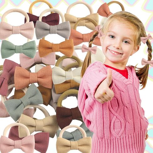 54pcs Girls Hair Ties Bows and Flowers Ponytail Elastic Bands,No Damage Elastic Ponytail Holders Hair,Hair Bows No Slip Durable Fabric ponytail fixator Multicolor in Saudi Arabia