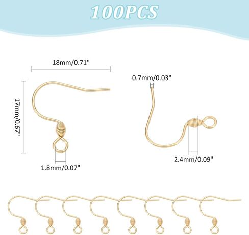 UNICRAFTALE حوالي 50 قطعة من خطافات القرط الذهبية من الفولاذ المقاوم للصدأ على شكل حرف V وأسلاك الأذن المعدنية مع حلقة أفقية لصنع المجوهرات بنفسك نتائج القرط 25.5 × 15 × 0.8 مم in Saudi Arabia