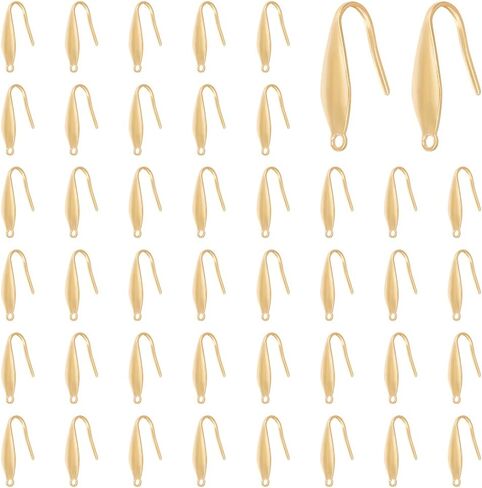 UNICRAFTALE حوالي 50 قطعة من خطافات القرط الذهبية من الفولاذ المقاوم للصدأ على شكل حرف V وأسلاك الأذن المعدنية مع حلقة أفقية لصنع المجوهرات بنفسك نتائج القرط 25.5 × 15 × 0.8 مم in Saudi Arabia