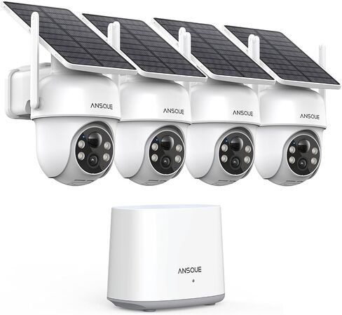 Security Cameras Wireless Outdoor Home System, 2 Camera Kit, No Subscription Fees, Solar Powered, Local Storage, 365-Day Battery Life, 360°PTZ Surveillance, Auto Tracking, 2K Color Night Vision in Kuwait