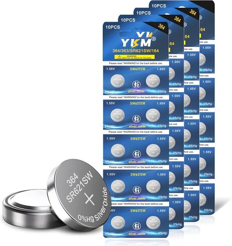 YKM SR621SW 364 Watch Batteries 10 Pack 1.55V Silver Oxide Button Cells in Kuwait