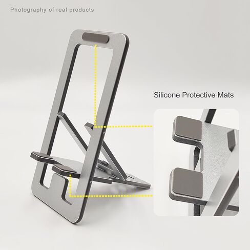 حامل هاتف خلوي للمكتب، حامل هاتف خلوي يدور 360 درجة مع قاعدة معدنية، حامل هاتف قابل للتعديل للمكتب، السفر، حافظات هواتف سميكة (أصفر) in Kuwait