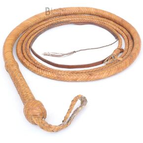 Bull Whip 08 Foot 16 Plaits Kangaroo Hide Leather الفروسية جلد السوط جلد البطن ومسند جلدي من الداخل، إنديانا جونز بني داكن