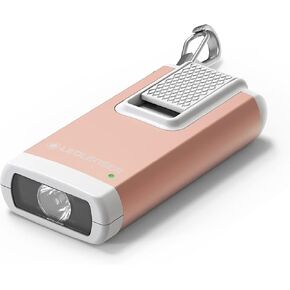 Ledlenser K6R Ultra-Compacted Foldout USB-A Rechargeable Keychain Flashlight 400 Lumens, Pink