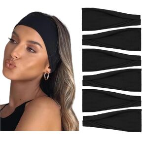 AKTVSHOW Headbands for Women Short Hair Elastic Hair Bands for Women's Hair Workout Sports Yoga Exercise Hair Accessories Wide Thick Sweat Headbands 12 Pack