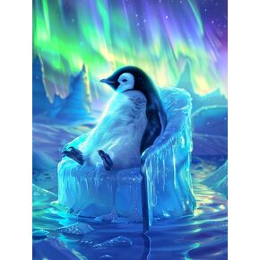 SKRYUIE 5D Full Drill Aurora Glacier Penguin Diamond Art Painting by Number Kits, Paint with Diamonds Embroidery Set DIY Craft Arts Decorations (16x20inch) in Kuwait