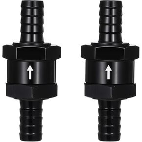 3/8" Fuel Check Valve, 2PCS Aluminum Alloy Fuel One-Way Check Valve for Fuel Line, Applicable to Automobile and Ship Fuel Systems(Silver)