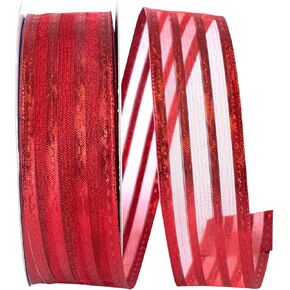 شريط Reliant Ribbon 92311W-070-09F شريط ذو حافة سلكية ذات قيمة معدنية، 1-1/2 بوصة × 10 ياردة، فضي