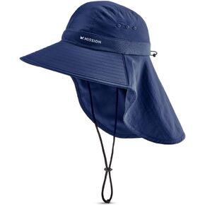 MISSION Cooling Sun Defender Hat, Navy - Unisex Wide-Brim Hat with Nape for Men & Women - Lightweight & Durable - Cools Up to 2 Hours - UPF 50 Sun Protection - Machine Washable