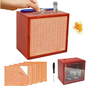 10000 Savings Challenge Box with Photo Display, Customizable Wooden Piggy Bank for Adults Kids, Money Saving Box for Boys and Girls, Funny Cash Vault Coin Bank, Alcancias de Dinero para Adultos