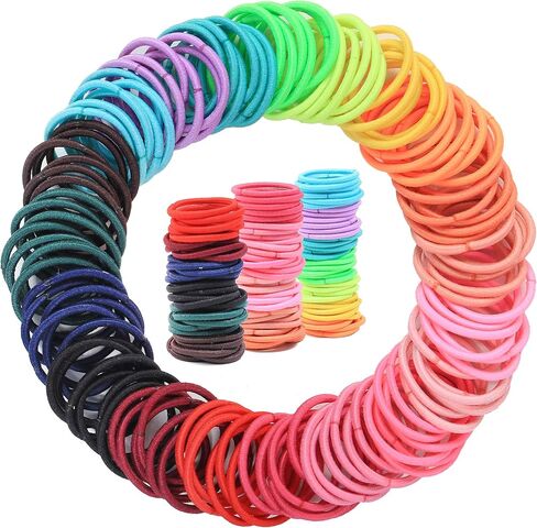 200PCS Elastic Hair Ties for Baby Girls, Small No-Crease Ponytail Holders | Kids Toddler Hair Ties for Thin Hair, Girl Hair Accessories, Mini Hair Elastic with Storage Box & Colorful Gift Box in Saudi Arabia