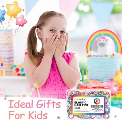 200PCS Elastic Hair Ties for Baby Girls, Small No-Crease Ponytail Holders | Kids Toddler Hair Ties for Thin Hair, Girl Hair Accessories, Mini Hair Elastic with Storage Box & Colorful Gift Box in Saudi Arabia