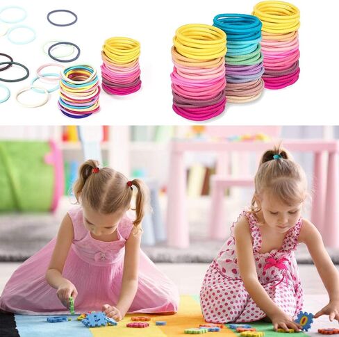 200PCS Elastic Hair Ties for Baby Girls, Small No-Crease Ponytail Holders | Kids Toddler Hair Ties for Thin Hair, Girl Hair Accessories, Mini Hair Elastic with Storage Box & Colorful Gift Box in Saudi Arabia