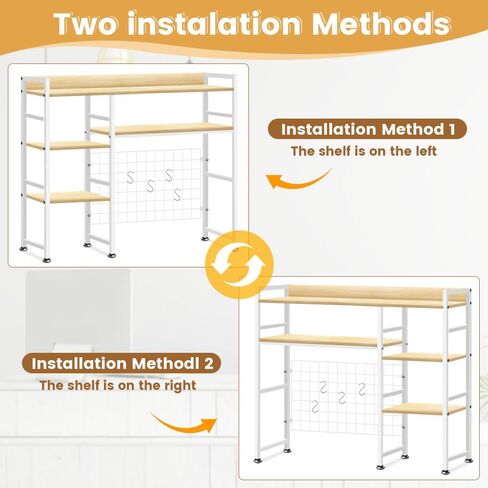 Desktop Bookshelf, 37 x 35 x 8 Inch Adjustable Desk Hutch, 4-Tier Wood Desktop Organizer Shelf for Computer Desk, Home Office Dorm, Brown in Saudi Arabia