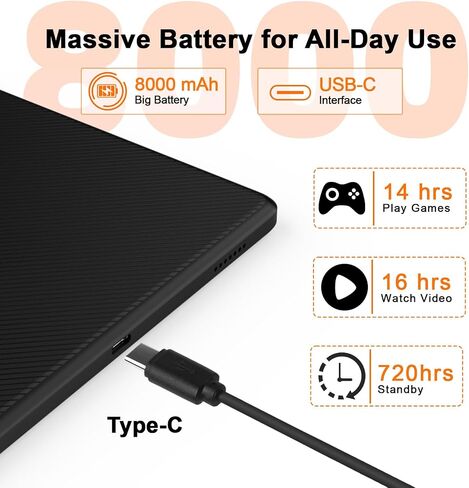 Tablet 11 inch Android 14 Tablets with Keyboard, 16GB RAM 128GB ROM 512GB Expandable Tablet PC, IPS Screen, 5+13MP HD Camera, 5G WiFi, BT 5.0, 8000 mAh Google Certified Tableta. in Saudi Arabia