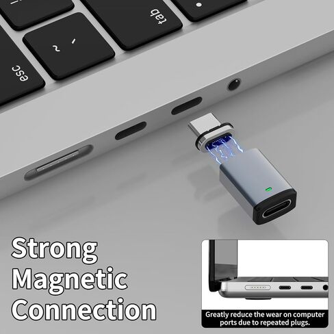 240W USB C Magnetic Adapter, (2 Pack 2 Plugs) Magnetic USB C Adapter Right Angle 24Pin, USB4 40Gbps 8K 60Hz for Thunderbolt 3/4, MacBook Pro/Air,Steam Deck, PS5 in Kuwait