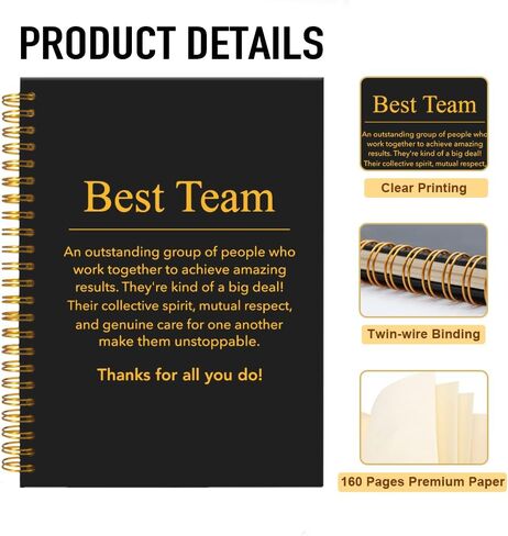 Best Team Ever Funny Black Golden Spiral Notebook, Teamwork Notebook Gifts For Team, Appreciation Gifts for Teammate Staff Coworker Colleague Office Worker in Kuwait
