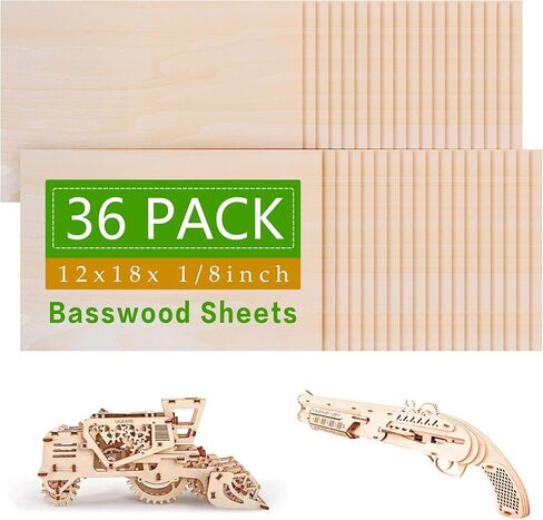 36 Pack Basswood Sheets, Plywood Board 1/8 Inch Unfinished Wood,3mm Plywood for Laser Cutting,Boards for Crafts for DIY Plywood Sheets Unfinished Wood Boards for Laser Cutting(16inchx16inch) in Saudi Arabia