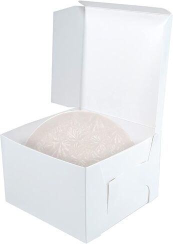 10" Combo Box Set - 10x10x5 1/2 White Cake Box with 10" Silver Round Drum 1/2", Pack of 3 in Saudi Arabia