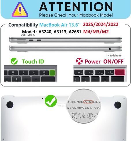 حافظة HXCASEAC متوافقة مع حافظة MacBook Air 15 بوصة 2024 2023 مع حامل قابل للطي، غطاء حماية صلب مضاد للخدش لجهاز M3 M2 A3114، A2941 جلد PU، كريمي in Saudi Arabia