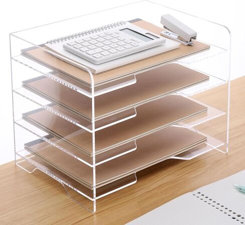 Paper Tray Organizer Clear Acrylic Desk Organizers and AccessoriesOffice Supplies Organization Stackable File Holder-Art Storage for School Classroom Workspace Letter Tray-2 Pack/2 Tier… in Saudi Arabia