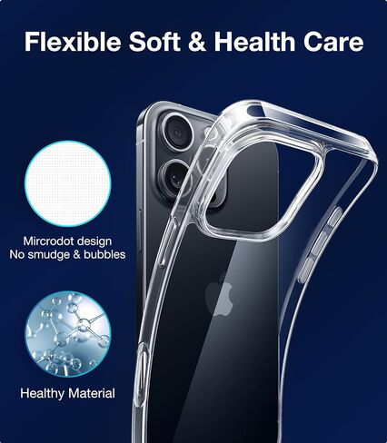 TORRAS Crystal Clear for iPhone 16 Plus Case, Ultra-Thin [Non-Yellowing] [Military Protection] Slim Fit Silicone TPU Cover for iPhone 16 Plus Phone Case, Soft, Clear, 6.7 inch in Kuwait