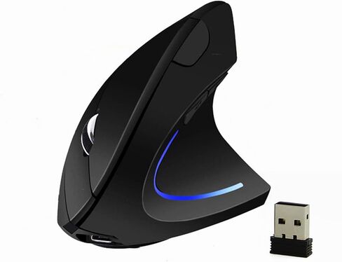 Ergonomic Mouse Wireless, Vertical Ergo Mouse, 2.4G Optical Vertical Cordless Mice with 6 Buttons 3 Adjustable 1600 DPI for Large Hands for Mac PC Desktop Laptop Windows Computer Office (Black) in Saudi Arabia